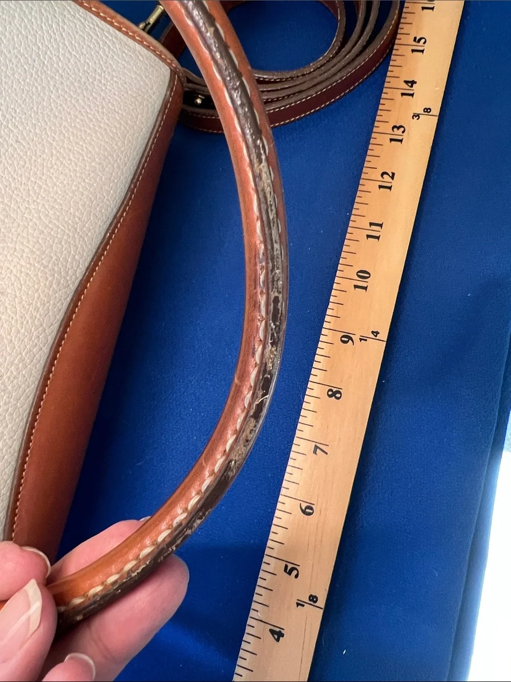 Dooney & Bourke Cream and Brown Pebbled Leather Satchel